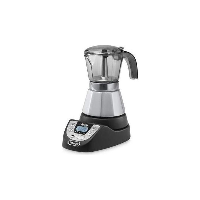 De'Longhi Alicia PLUS EMKP42.B Caffettiera Moka Elettrica 2-4 Tazze Caffe' caldo per 30 minuti Spegnimento automatico Risparmio energetico Facile da usare e da pulire Nero-Argento Single 4 tazze