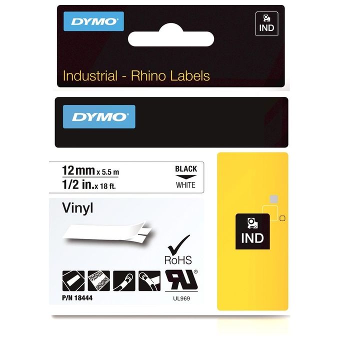 Dymo Nastro da 12mmx5.5m Vinile N B