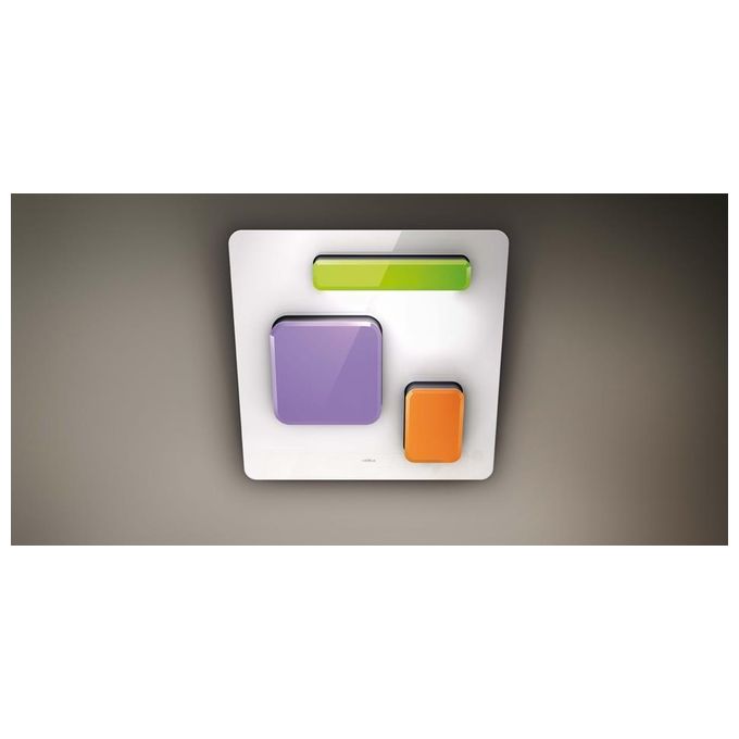 Elica PRF0020290B FEEL EUPHORIA WH-COL - Cappa a parete filtrante 80 cm, 800 m³-h, Classe A, 64 dB, Controllo elettronico e-motion, 3 velocita', Illuminazione LED, Vetro Bianco con inserti colorati