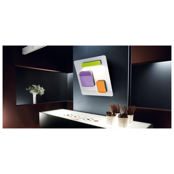 Elica PRF0020290B FEEL EUPHORIA WH-COL - Cappa a parete filtrante 80 cm, 800 m³-h, Classe A, 64 dB, Controllo elettronico e-motion, 3 velocita', Illuminazione LED, Vetro Bianco con inserti colorati
