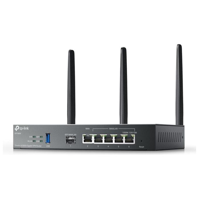 TP-Link ER706W Omada Router VPN Wi-Fi 6 AX3000 Dual-Band 2.4 GHz 5 GHz Gigabit Multi-WAN SFP colore Nero