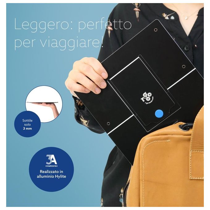 R-Go Tools RGORISTBL R-Go Riser Supporto per Laptop Regolabile in 5 Posizioni Inclinazione 30°-57° in Alluminio Hylite 5 kg colore Nero
