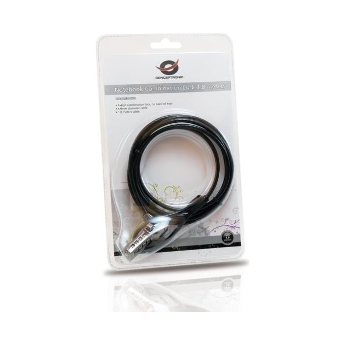 Conceptronic Cnbcomlock18 nb lock 1.8 Meters 4mm Cavo Diametro