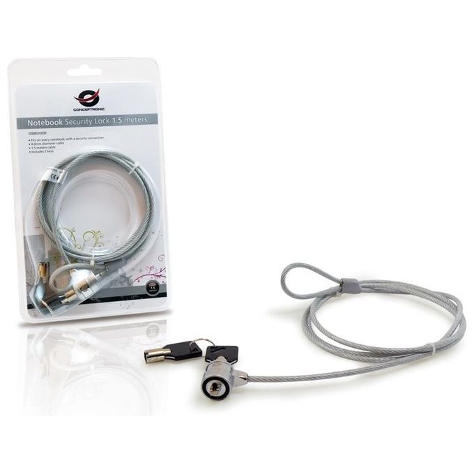 Conceptronic nbslock1 Notebook Security Lock 1.5m 4mm Cavo