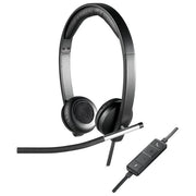 Logitech H650e Cuffie Cablate, Stereo Con Microfono a Cancellazione di Rumore USB ‎Controlli in Linea, Indicatore LED Compatibili con PC-Mac-Laptop