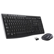 Logitech, Tastiera e Mouse Wireless MK270, USB QWERTY, Nero, per PC Windows