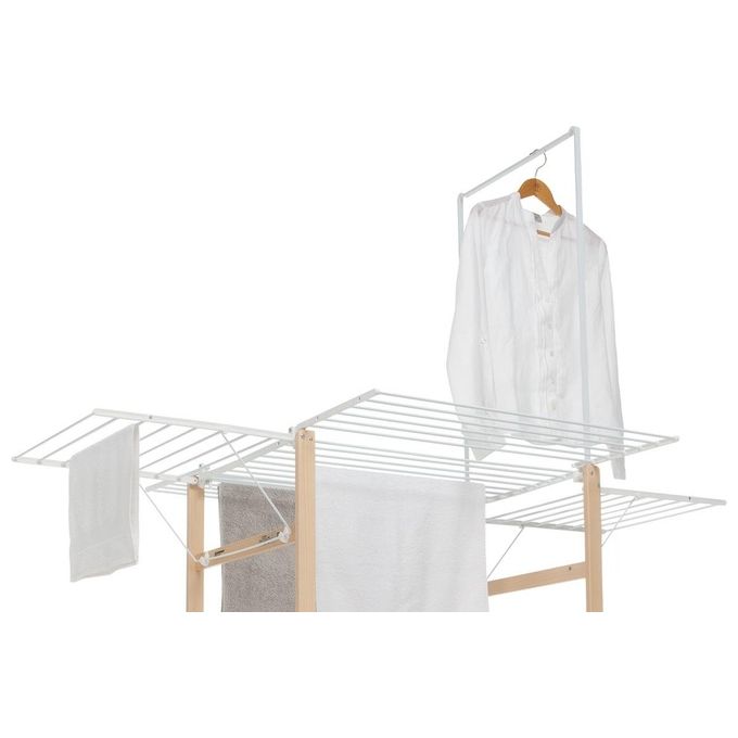 Foppapedretti SuperGulliver Evo Stendibiancheria Pieghevole 35 m con Ruote e Barra Porta Spalle colore Naturale