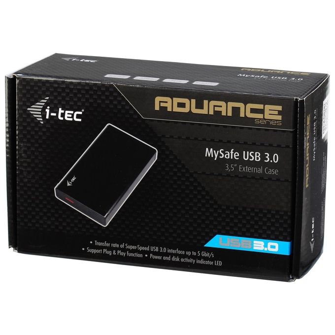I-tec MYSAFE35U401 MySafe Advance Box Esterno HDD 3.5'' SATA USB 3.2 Gen 1 5 Gbps Alluminio colore Nero