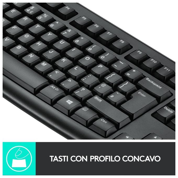 Logitech MK270 Combo Tastiera e Mouse Wireless per Windows 24 GHz Wireless Mouse Compatto 8 Tasti Multimediali e di Scelta Rapida Durata della Batteria 2 anni PC Laptop Italiano QWERTY - Nero