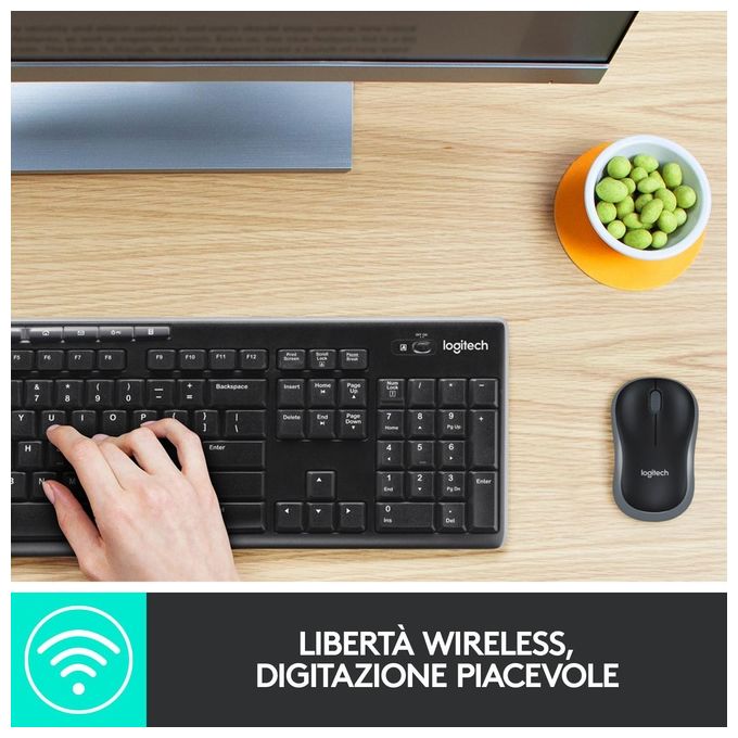Logitech MK270 Combo Tastiera e Mouse Wireless per Windows 24 GHz Wireless Mouse Compatto 8 Tasti Multimediali e di Scelta Rapida Durata della Batteria 2 anni PC Laptop Italiano QWERTY - Nero