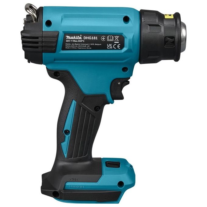 Makita DHG181ZK Ventilatore ad aria calda a batteria 18 V LXT con 4 ugelli e valigetta colore Blu