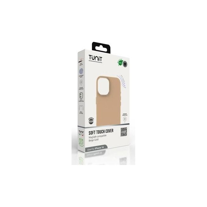 Tunit Clear Cover per iPhone 16 Soft Touch in Silicone con MagSafe Beige
