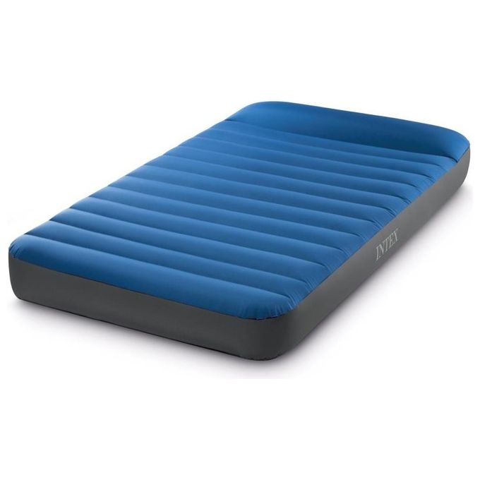 Intex 64011 Twin Dura-Beam Materasso Gonfiabile Camping Singolo in TPU con Pompa Elettrica USB150 Fiber-Tech 99x191x22 cm colore Blu