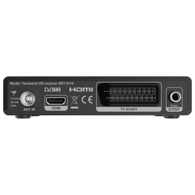 Strong SRT 8119 Decoder Terrestre DVB-T2 Full HD HEVC H.265 EPG USB HDMI SCART colore Nero