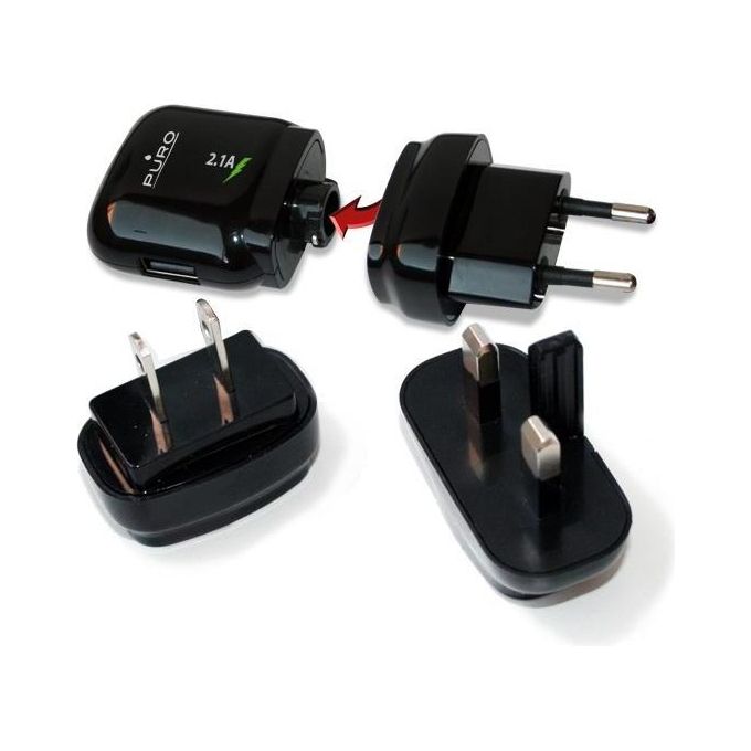 Puro MTCUSBUNIBLK Caricabatterie da Viaggio Universale USB 5V 2.1A 1 Porta USB 2.0 colore Nero