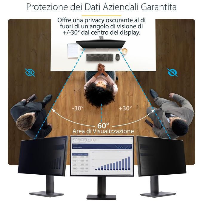 StarTech.com 238A-PRIVACY-SCREEN Filtro privacy per monitor 23.8'' 16:9 in acrilico lucido con protezione luce blu e angolo di visione 30° colore Nero