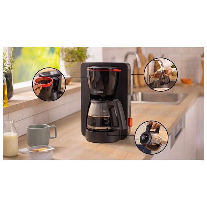 Bosch TKA3M133 MyMoment Macchina da caffe' americana 1,4 L 15 tazze 1200 W Funzione keep warm Serbatoio estraibile Sistema antigoccia colore Nero 1.4 L