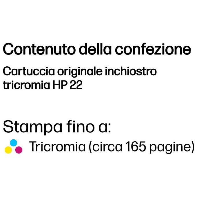 Hp cartuccia ink tricromia n.22 5ml 165 pagine