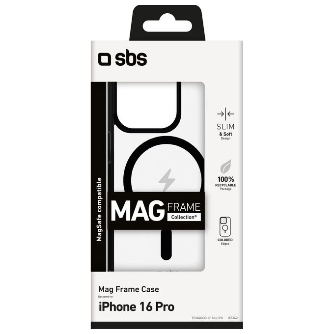 Sbs Mag Frame Case Blue per iPhone 16 Pro Compatibile con Ricarica MagSafe