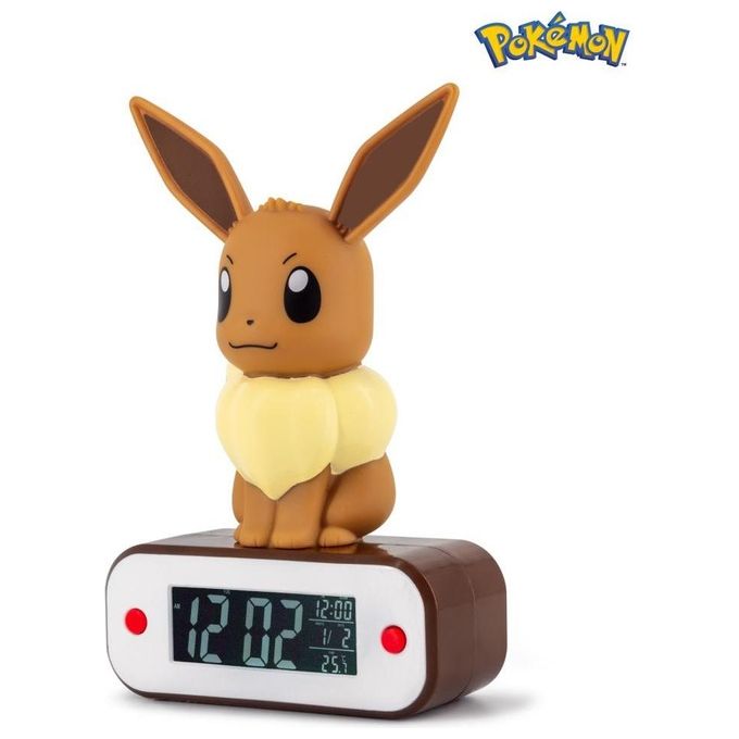 Teknofun 811370 Sveglia Lampada LED Pokemon Eevee Display LCD Digitale Ora Data Temperatura 18 cm