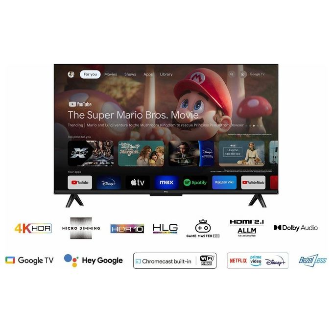 TCL 43P61B Smart TV 43'' LED 4K Ultra HD Google TV HDR10 Chromecast Wi-Fi colore Titanio
