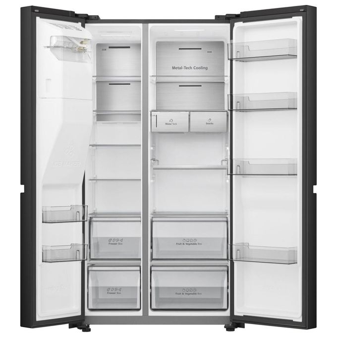 Hisense RS818N4TFE Frigorifero Americano Side by Side 632 L 179 cm Classe E 38 dB No Frost WiFi Dispenser Acqua e Ghiaccio colore Nero