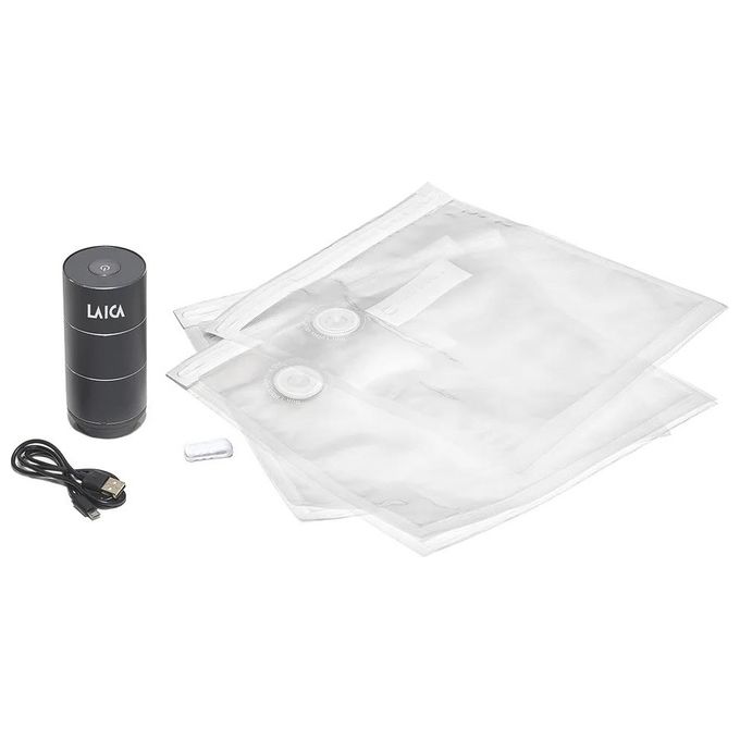 Laica VT3402 Mini Pompa per Sottovuoto Ricaricabile 70 min autonomia 280 sigilli per carica colore Nero