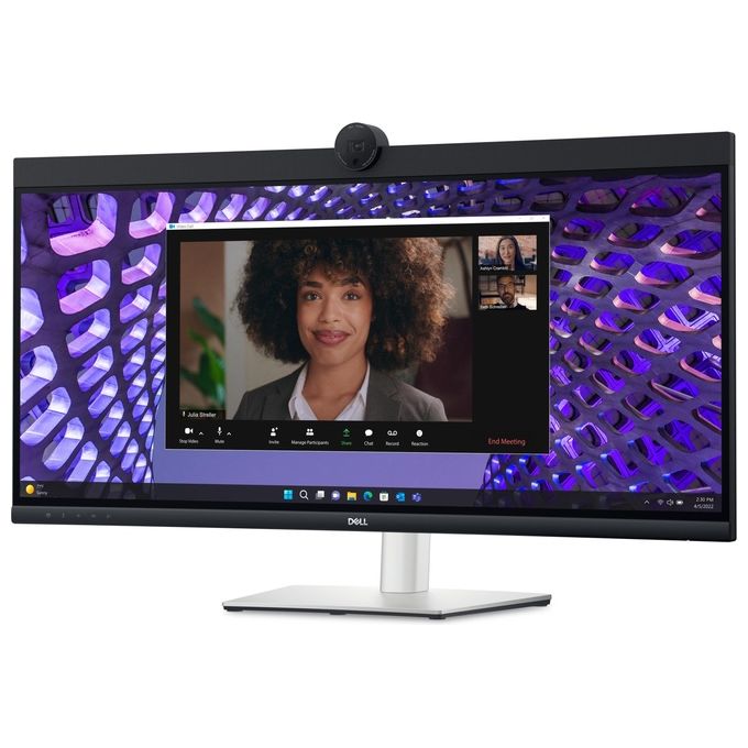DELL DELL-P3424WEB P Series Monitor PC 34 3440 x 1440 Pixel 21:9 IPS LCD con Fotocamera 4 MP Altoparlanti Integrati Hub USB 90 W HDMI 2.1 DisplayPort 1.2 Ethernet Regolazione Altezza VESA colore Nero