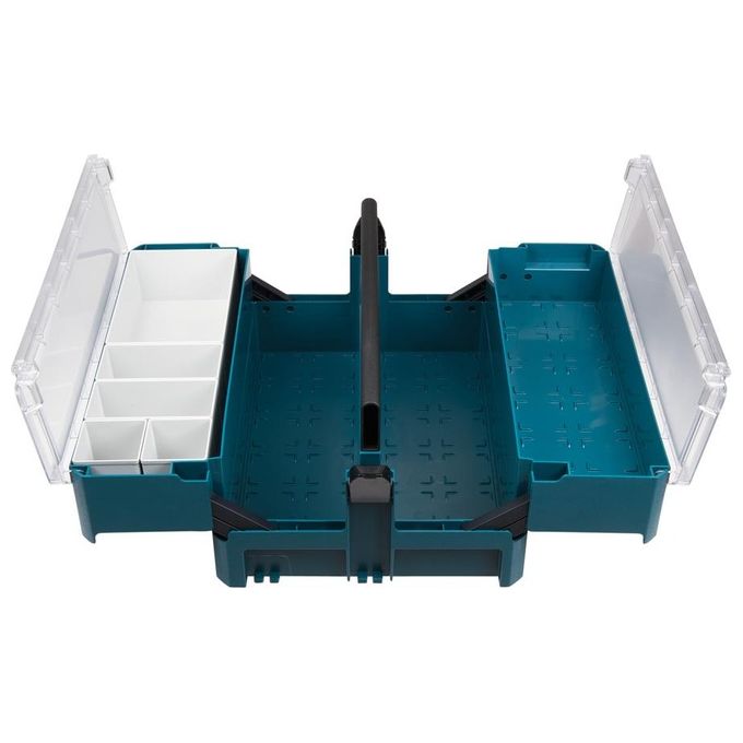 Makita P-84137 Cassetta degli attrezzi pieghevole impilabile con sistema MAKPAC con 5 inserti rimovibili colore Blu