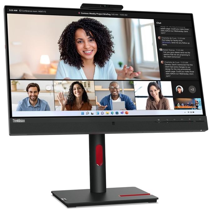 Lenovo 63D7UAT3EU ThinkVision T24mv-30 Monitor PC 23.8'' Full HD IPS LED 75Hz USB-C 90W Webcam 5MP Hub USB Ethernet colore Nero