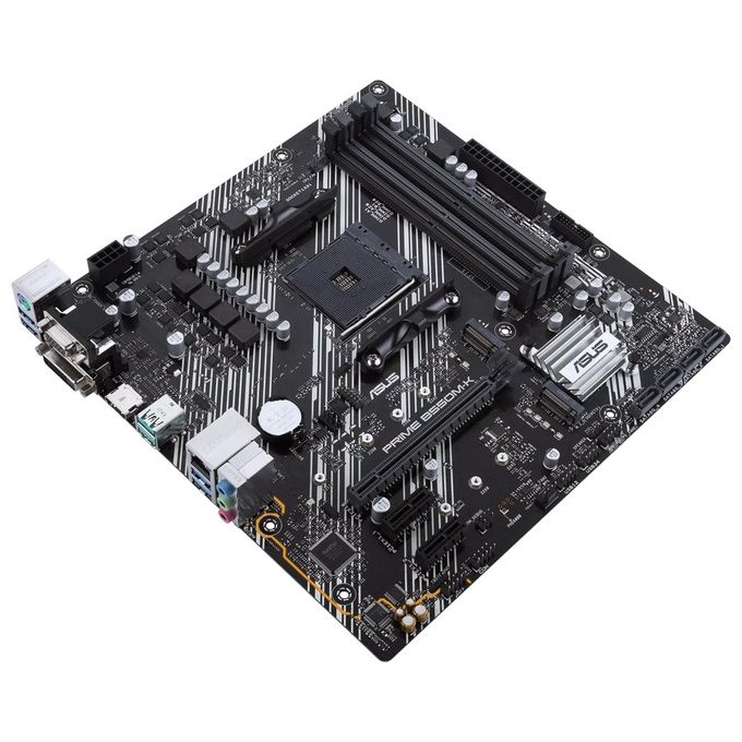 ASUS PRIME B550M-K, Scheda madre micro ATX AMD B550 (Ryzen AM4), dual M.2, PCIe 4.0, 1 Gb Lan, HDMI-D-Sub-DVI, SATA 6 Gbps, USB 3.2 Gen 2 Type-A e supporto per connettori RGB Aura Sync RGB