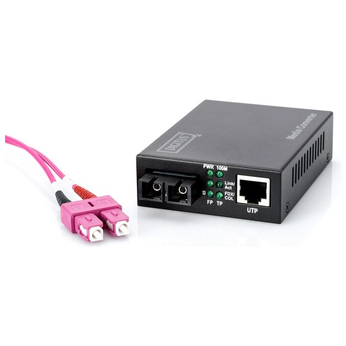 Digitus Fast Ethernet, RJ-45-SC Convertitore Multimediale di Rete 100 Mbit-s 1310 nm Modalita' Multipla Nero