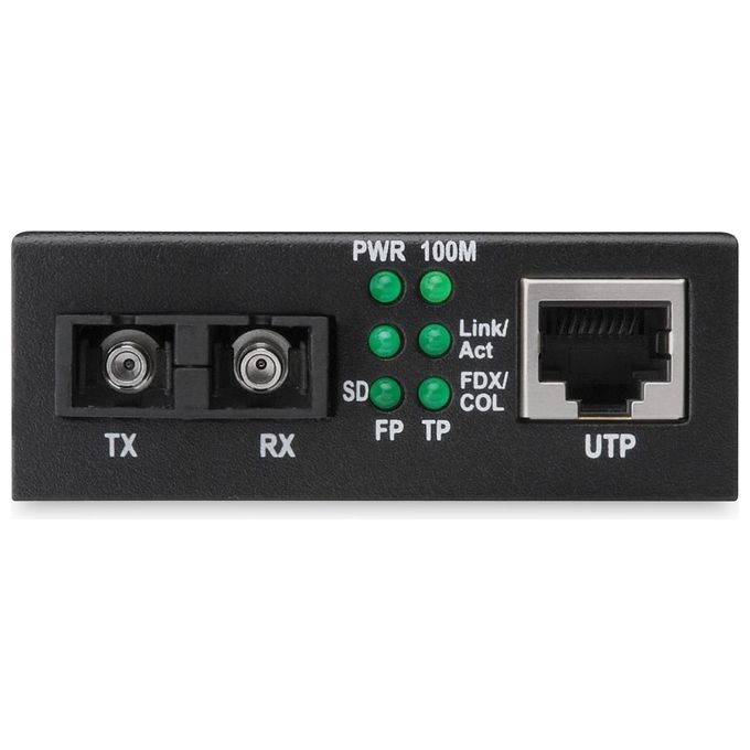 Digitus Fast Ethernet, RJ-45-SC Convertitore Multimediale di Rete 100 Mbit-s 1310 nm Modalita' Multipla Nero