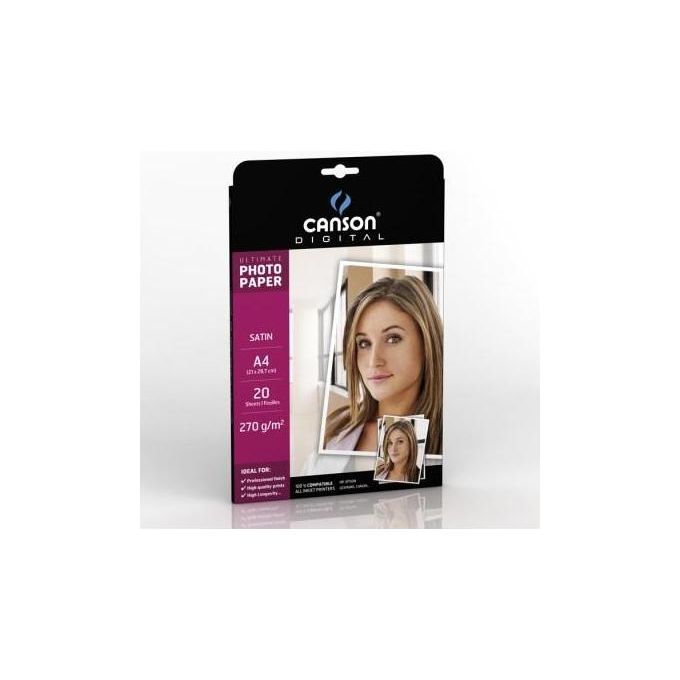 Canson Carta Fotografica A4 satinata 270g 20 fogli Bianco