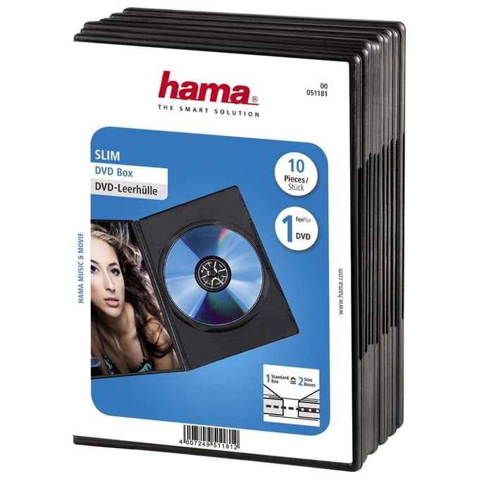 Hama Custodie Dvd Slim 10 Pezzi Nero