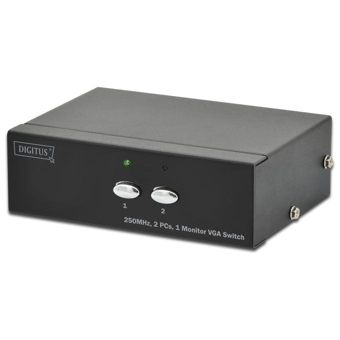 Digitus DS-44100-1 Switch VGA 2 PC 1 Monitor con Audio 1920x1080p 60Hz 250MHz DDC Plug and Play