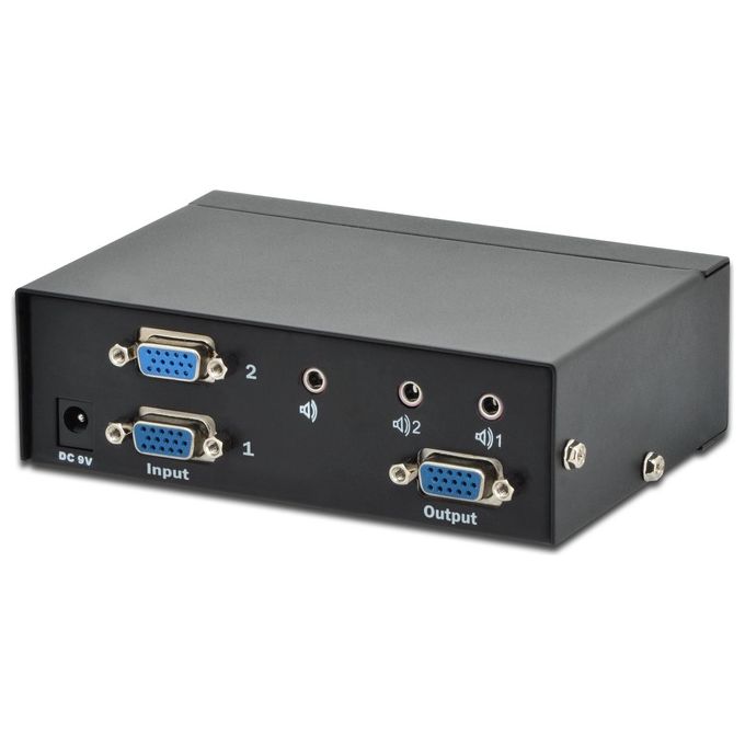 Digitus DS-44100-1 Switch VGA 2 PC 1 Monitor con Audio 1920x1080p 60Hz 250MHz DDC Plug and Play