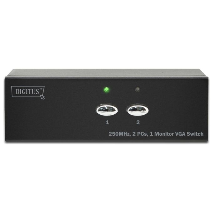 Digitus DS-44100-1 Switch VGA 2 PC 1 Monitor con Audio 1920x1080p 60Hz 250MHz DDC Plug and Play