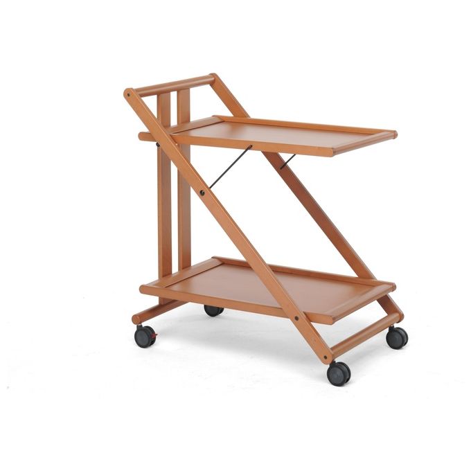 Foppapedretti Carrello Portavivande Pieghevole 2 Piani - Modello Sprint Noce
