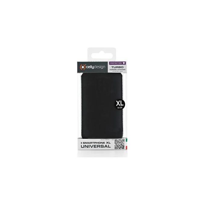 CELLY Nabuk Case Black XL Cover per Smartphone in Pelle Sintetica con Design Elegante e Protettivo per Utilizzo Quotidiano