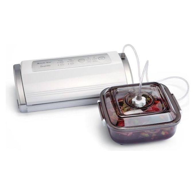 Magic Vac Dinamika Macchina Sottovuoto Alimenti Multifunzione Professionale per Sacchetti Sottovuoto Contenitori e Marinatura con KIT_ Sottovuoto Alimenti Brevettata Made in Italy Silver White