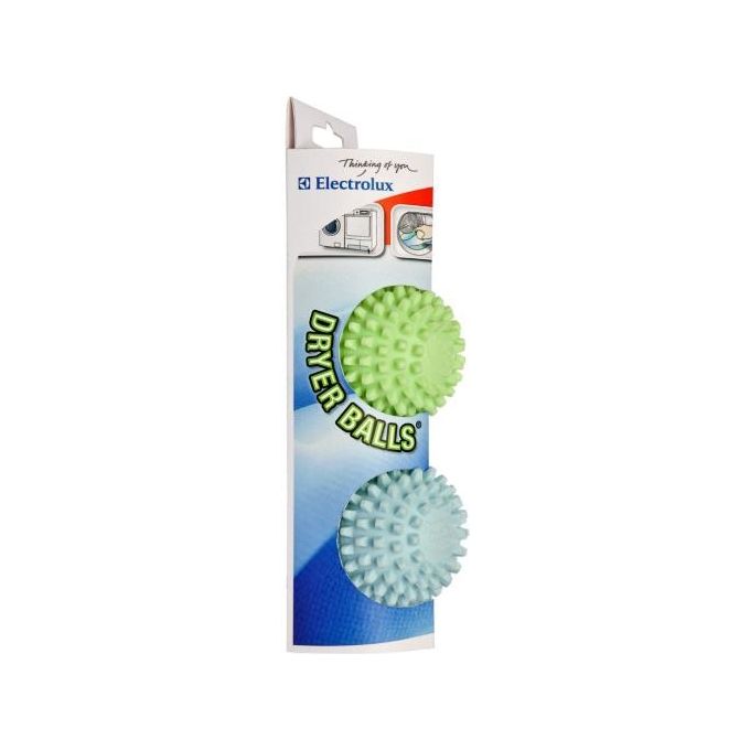 Electrolux EDBALL - Set di 2 palline per asciugatrice, riducono i tempi di asciugatura fino al 25%, ammorbidiscono i tessuti e riducono le pieghe, Blu e Giallo