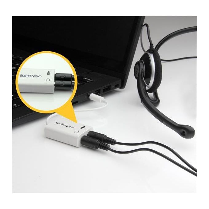 StarTech Adattatore splitter cuffie da 4 posizioni da 3,5 mm a 2 da 3 posizioni da 3,5 mm M-F - Bianco