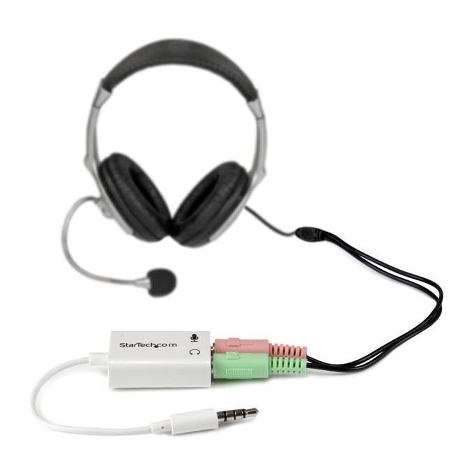 StarTech Adattatore splitter cuffie da 4 posizioni da 3,5 mm a 2 da 3 posizioni da 3,5 mm M-F - Bianco