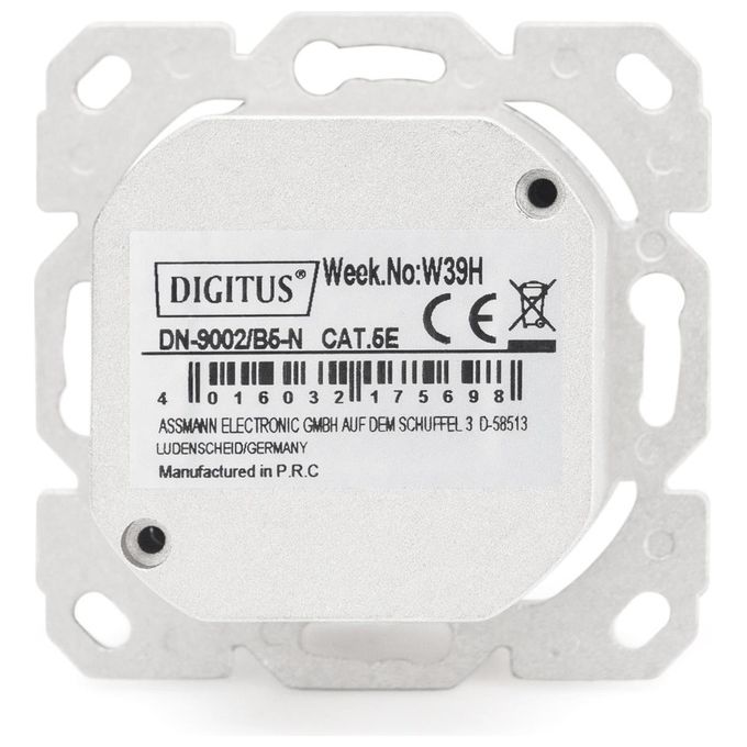 Digitus DN-9002-B5-N Presa Dati Schermata CAT 5e Classe D 2x RJ-45 Montaggio a Parete colore Bianco