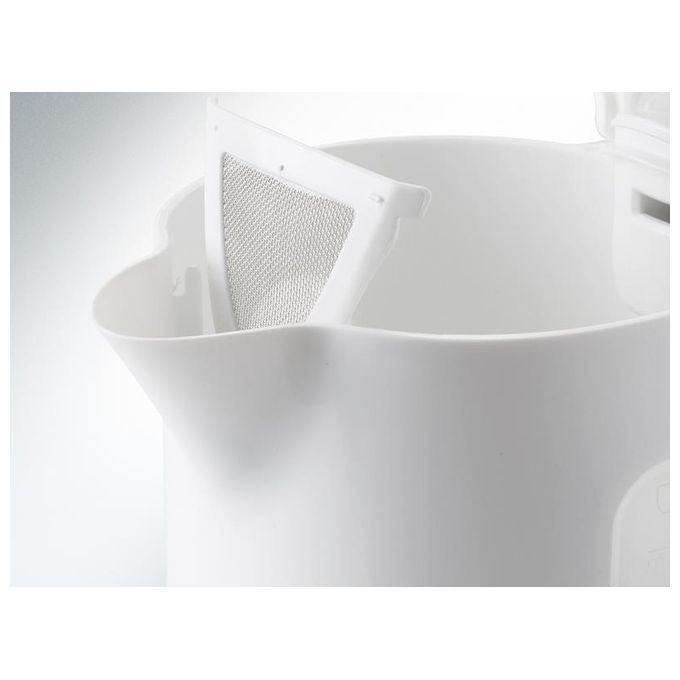 Kenwood JKP250 - Bollitore elettrico da viaggio 0,5 L, 650 W, Doppia tensione 120-220V, Filtro removibile, Include 2 tazze e 2 cucchiaini, Bianco