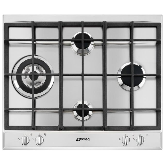 Smeg P261XGH Piano Cottura a Gas 4 Zone Griglie in Ghisa 60 cm Acciaio Inox