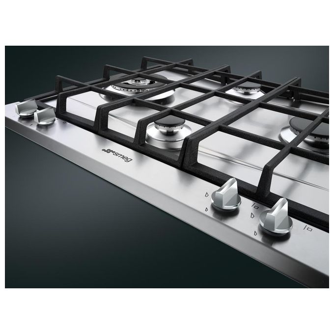 Smeg P261XGH Piano Cottura a Gas 4 Zone Griglie in Ghisa 60 cm Acciaio Inox