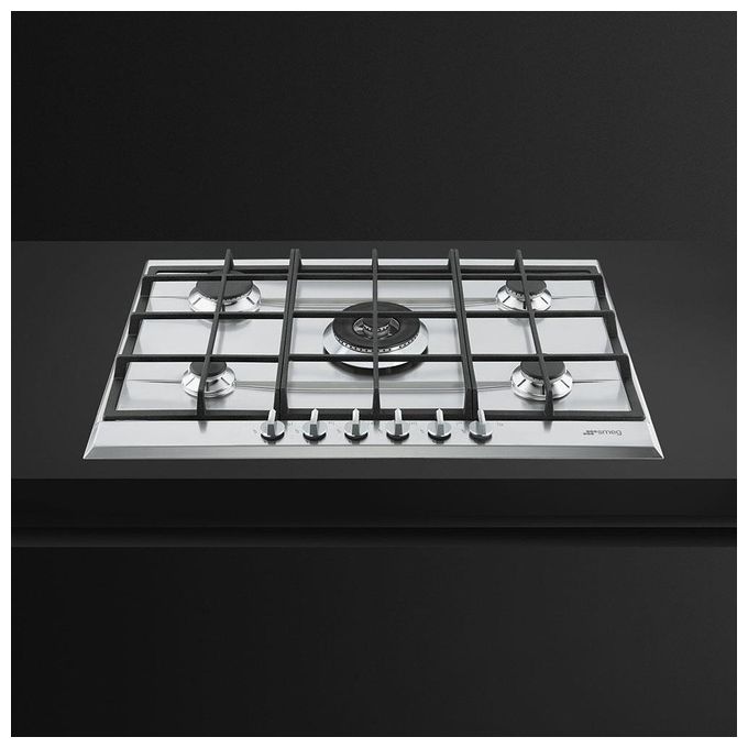 Smeg P272XGH Selezione Piano cottura Gas 75 cm 5 fuochi ultrarapido 4200 W griglie ghisa colore Inox