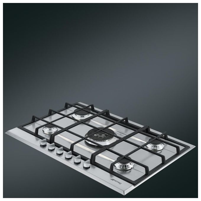 Smeg P272XGH Selezione Piano cottura Gas 75 cm 5 fuochi ultrarapido 4200 W griglie ghisa colore Inox